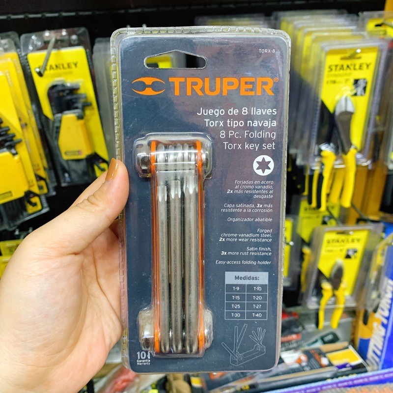 Bộ lục giác - hoa thị gập  TRUPER/ HARDEN -Bộ lục giác, hoa thị thép mạ crôm vanadium, gấp gọn tiện dụng