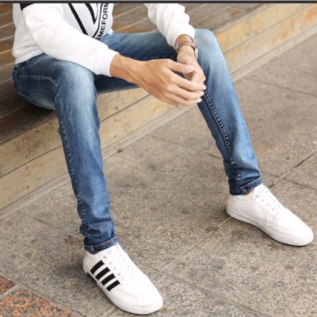Siêu phẩm Jean nam co giãn mài xanh sáng mài nhẹ J009
