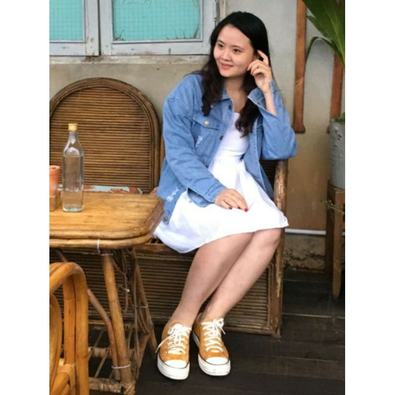 Áo khoác jean nam nữ unisex form chuẩn Hàn Quốc ngôi sao vai với Hien thêu sau size M-L-XL PT25