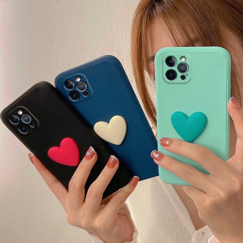 Ốp điện thoại mềm hình trái tim 3D cho OPPO A1K REALME C1 C2 C3 3 5 5I 6I 5S 6 7 7I C11 C12 C15 C17 C20