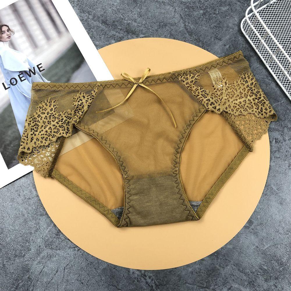 Quần Lót Ren Không Đường May Màu Sắc Trơn Thắt Nơ Lưng Giữa Gợi Cảm Thoáng Khí