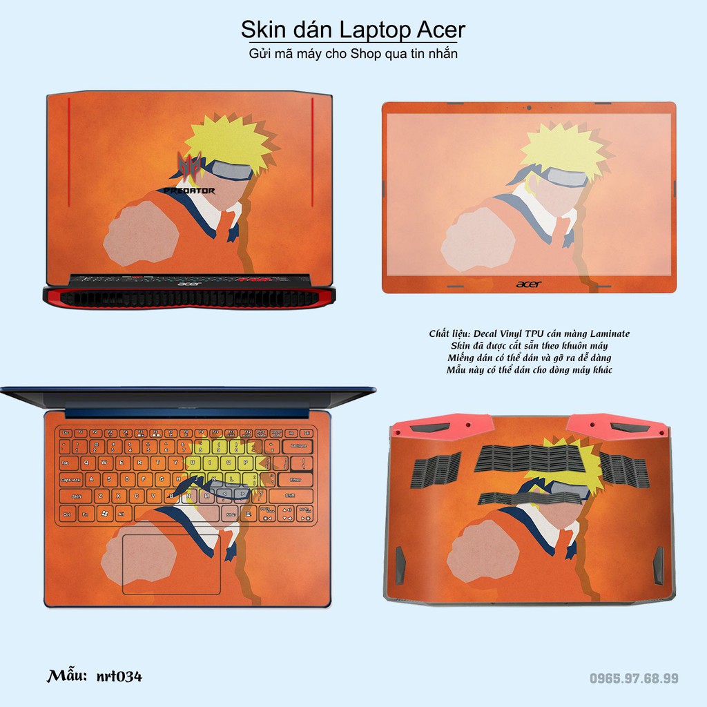 Skin dán Laptop Acer in hình Naruto nhiều mẫu 2 (inbox mã máy cho Shop)