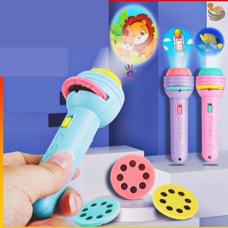 Đèn Pin Chiếu Hình Cho Bé 3D, Đèn Vẽ Thông Minh Có Nhiều Hình Động Vật Đáng