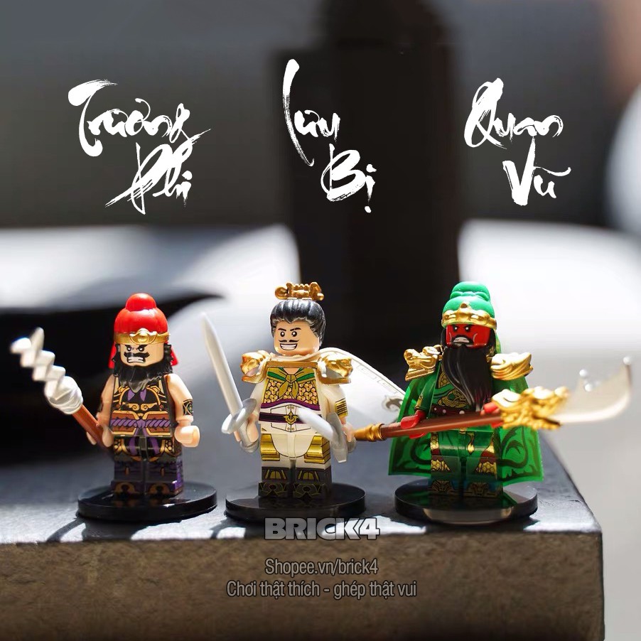 Combo 3 minifigures Quan Vũ, Trương Phi, Lưu Bị - đồ chơi mô hình lắp ghép non-lego