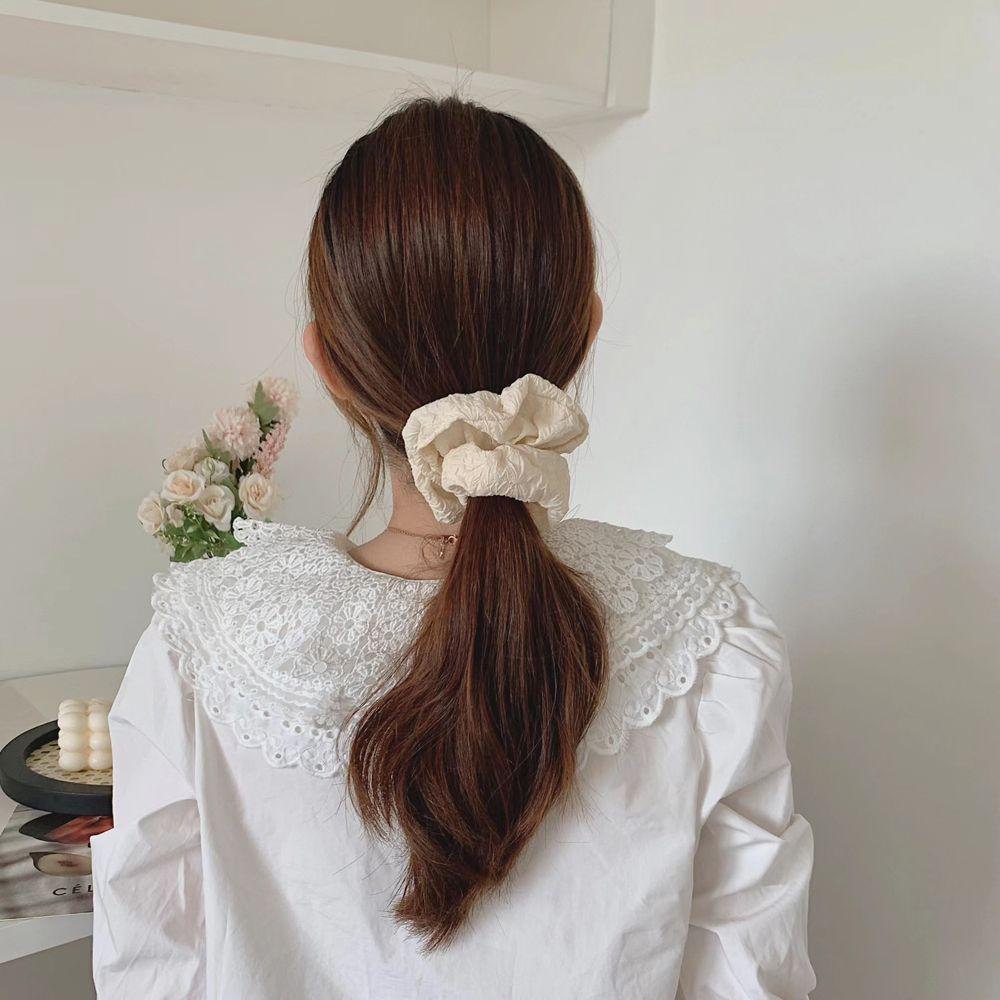 Dây Buộc Tóc Cao Su Phối Bèo Nhún Phong Cách Cổ Điển Ngọt Ngào