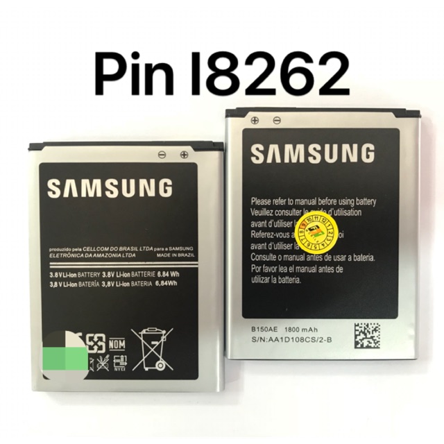 Pin samsung i8262 zin kí hiệu trên pin B150AE dung lượng 1800mAh