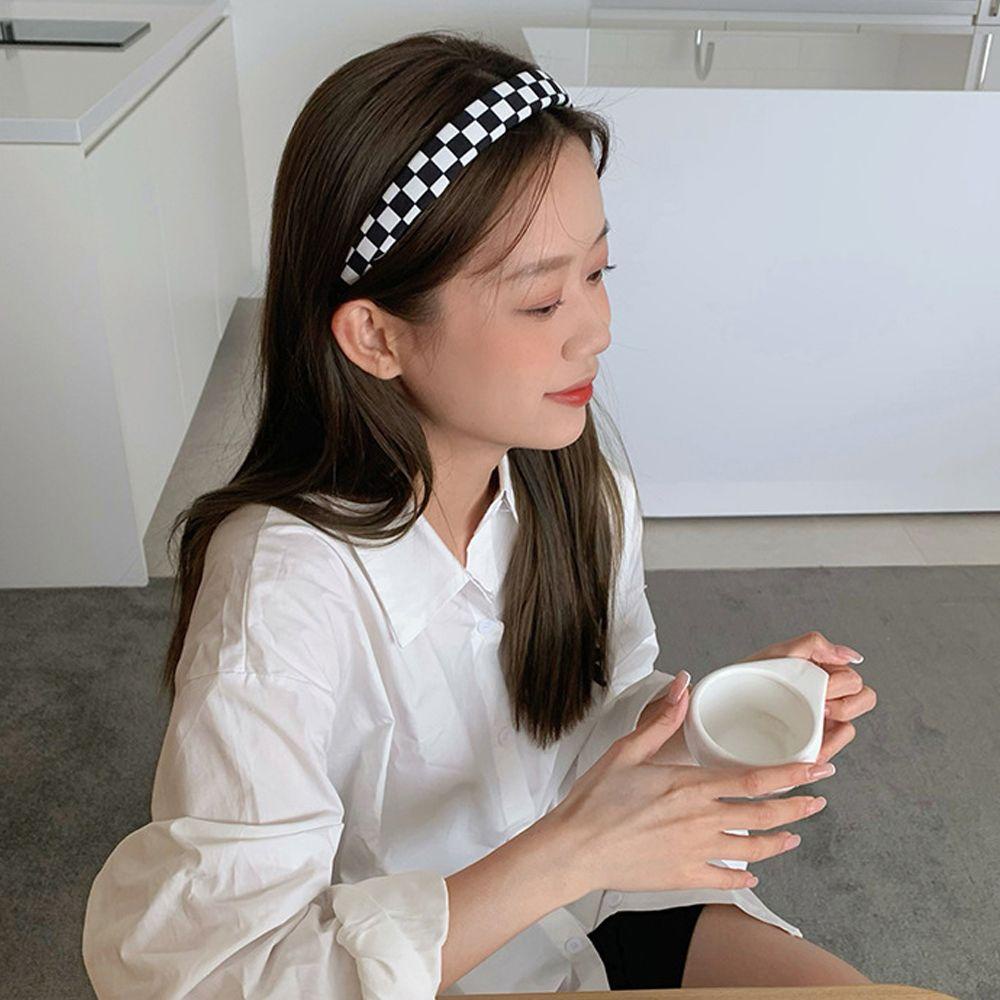 Băng Đô Cài Tóc Họa Tiết Sọc Caro Chống Trượt Thời Trang Cho Nữ