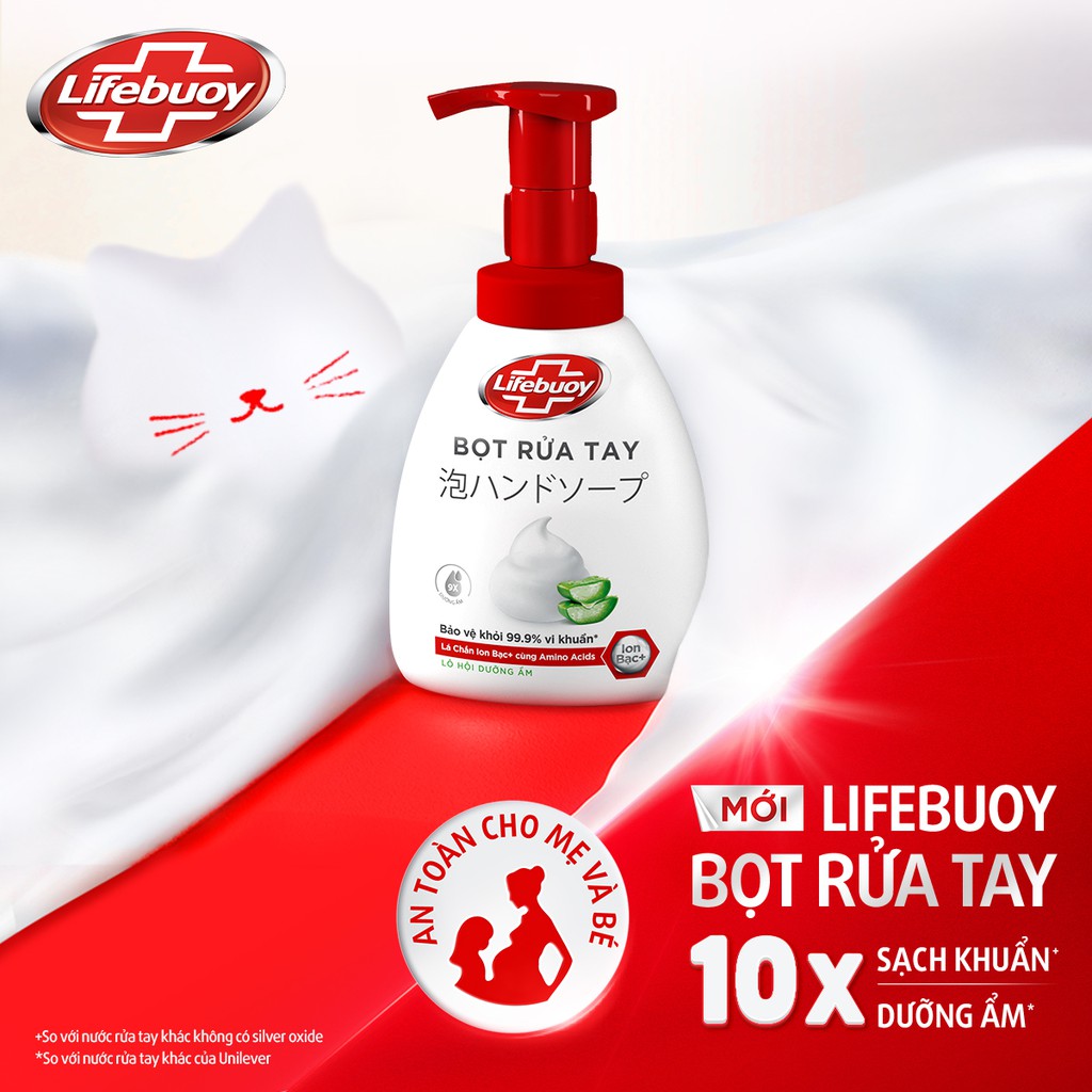 Bọt rửa tay dưỡng ẩm Lifebuoy hương Lô Hội 250ml