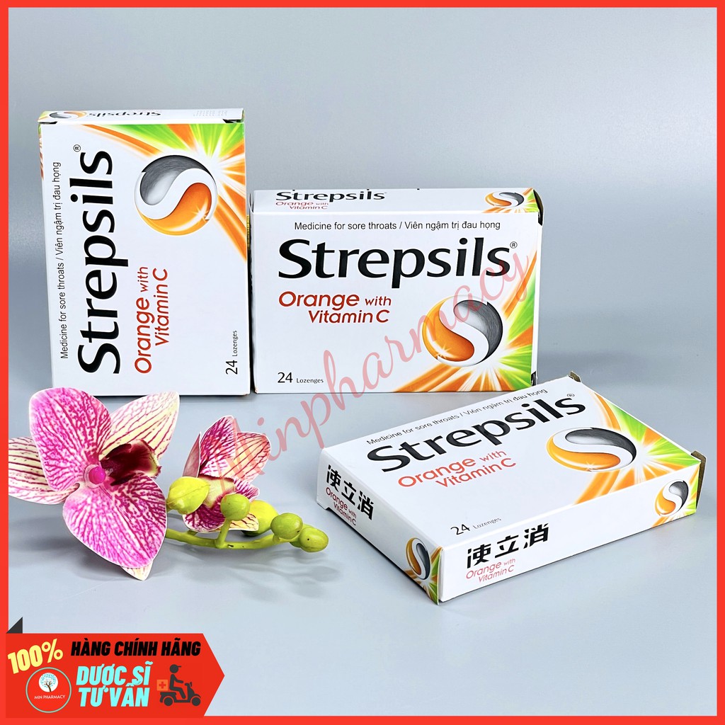 Kẹo ngậm Strepsils Orange with vitamin C (2 vỉ x 12 viên) - Minpharmacy