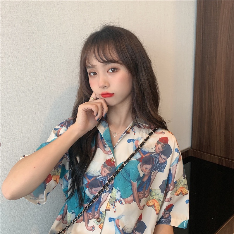 NRVP Áo Sơ Mi Dáng Rộng Thời Trang Hàn Quốc Cá Tính Cho Nữ