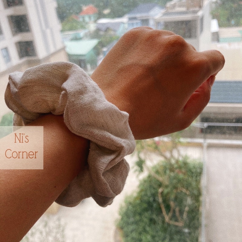 Set Quả Mọng - 2 scrunchies cột tóc Linen muối tiêu + Cotton hoạ tiết Berry