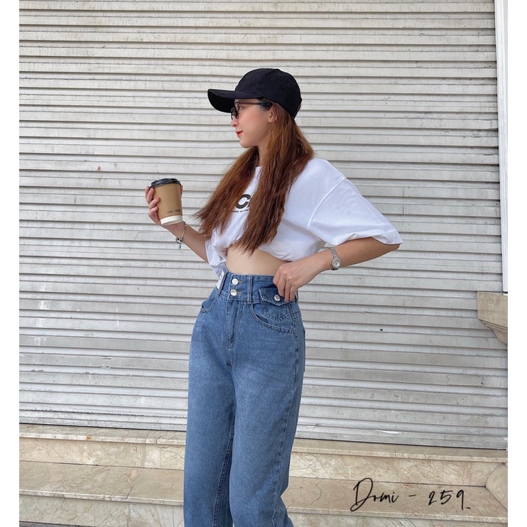 Quần bò baggy màu xanh túi nắp có tag trắng siêu cưng  Lê Huy fashion Ms 259