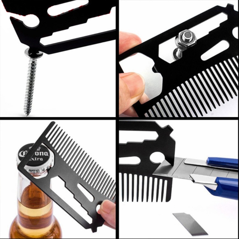 Lược Chải Tóc Bằng Thép Không Gỉ 304 Tạo Kiểu Màu Bạc / Đen