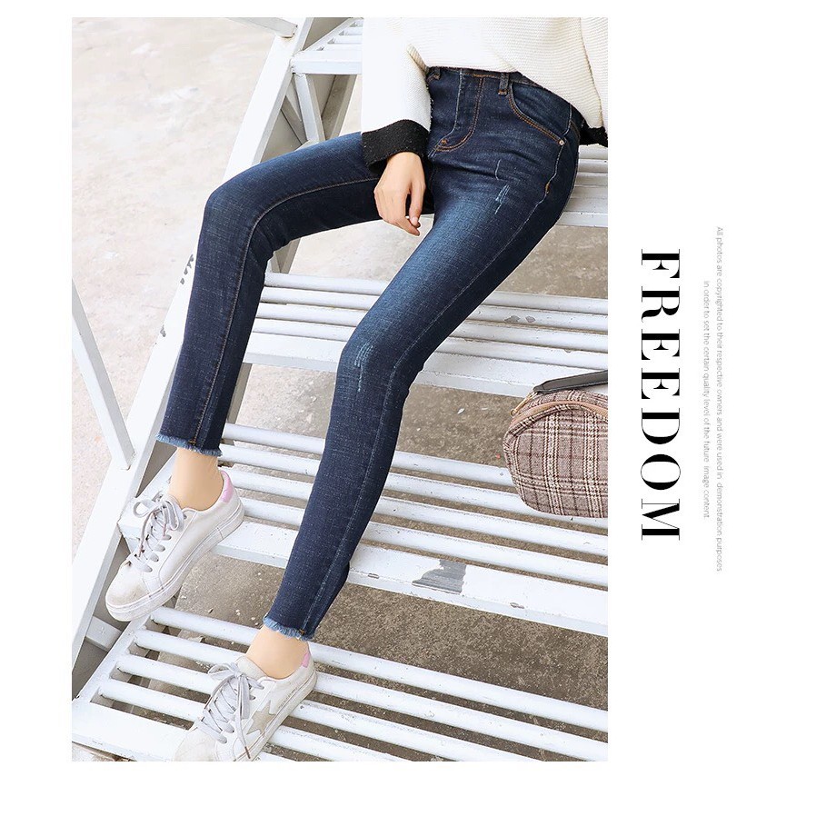 Quần jean dài cào tua lai co giãn cao cấp size từ 25-35