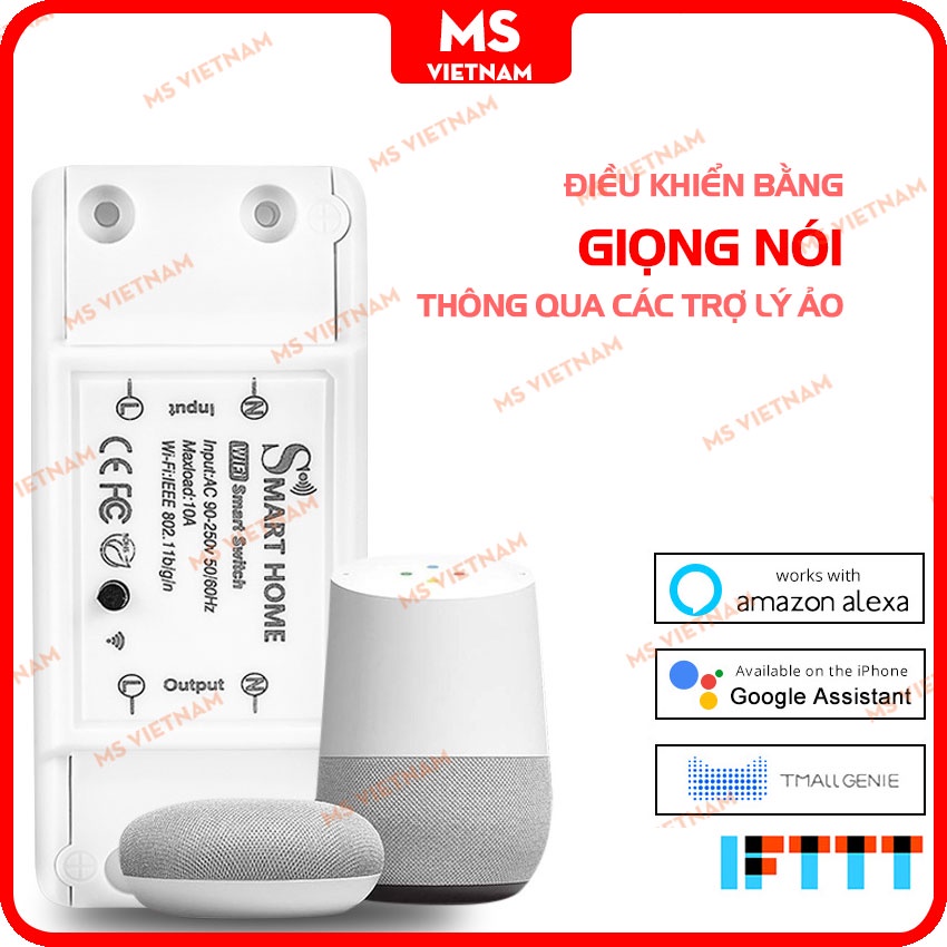 Công Tắc Wifi Thông Minh Tuya  Single - SmartHome Giá Rẻ - App Tuya - 3G, 4G - 2200w - BH 1 Đổi 1 - MS Vietnam