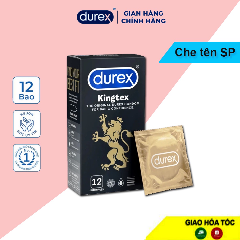 bao cao su Durex Kingtex 12 bao. Bao Durex ôm vừa vặn, cho cảm giác thăng hoa