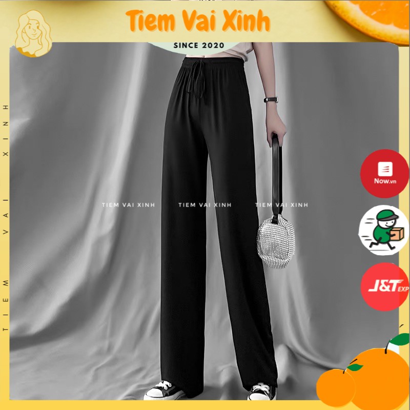 Quần Ống Rộng Nữ  [Tiệm Vải Xinh]  Quần Ống Rộng Hách Chiều Cao Tôn Dáng Tự Cắt Gấu - Hàng Quảng Châu QV004