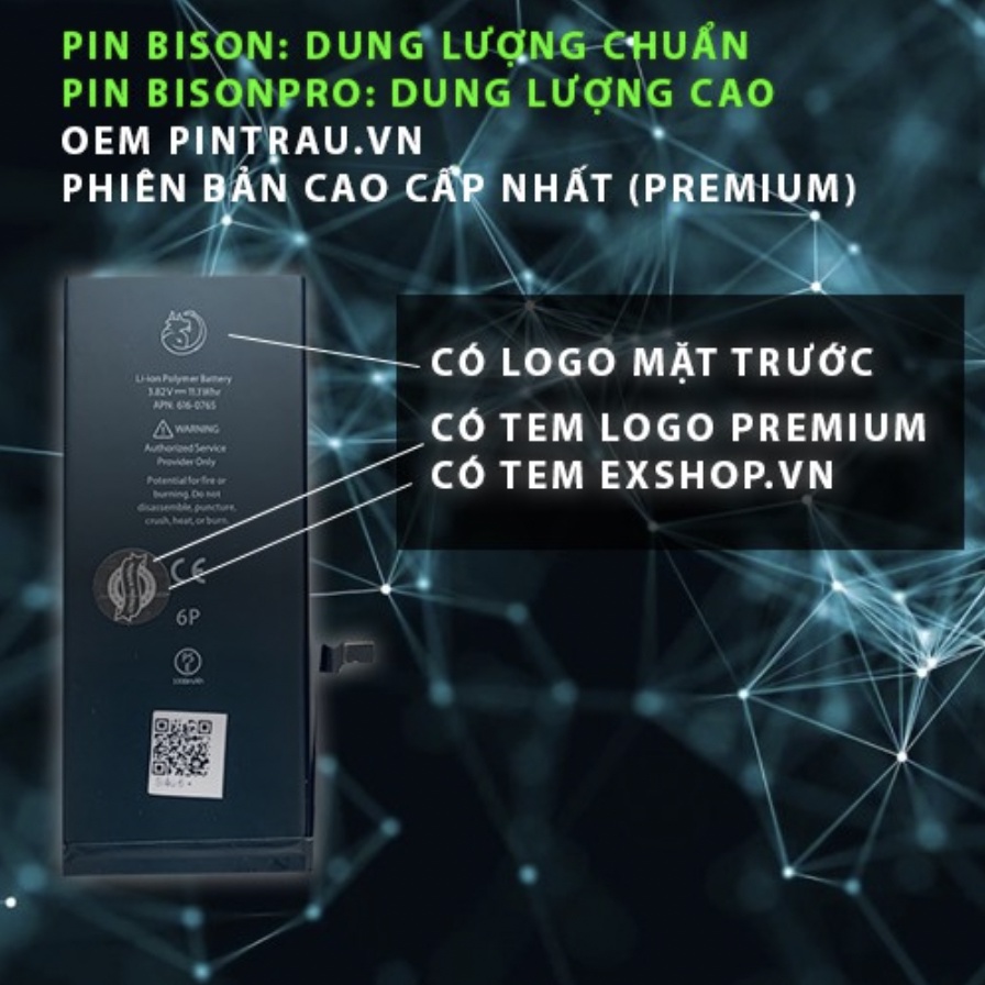 Pin Bison | Pin-ip 12Pro-Promax Siêu Chất-Bảo hành 12 Tháng