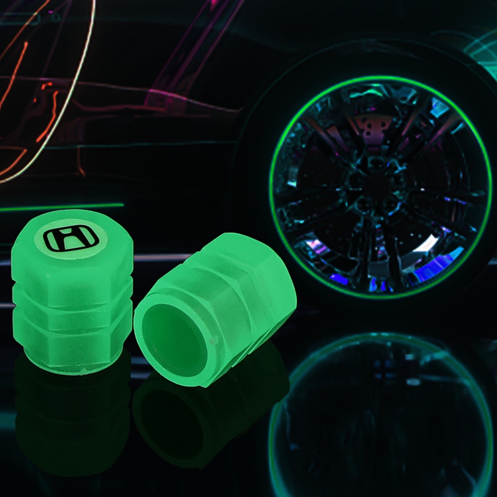 4Pcs Pack Car Brand Logo Fluorescent Color Luminous Car Tires Valve Cap / Universal Dustproof Decorative Self-luminous Bike Valve Cover / Portable Truck Motorcycle Tire Air Cap