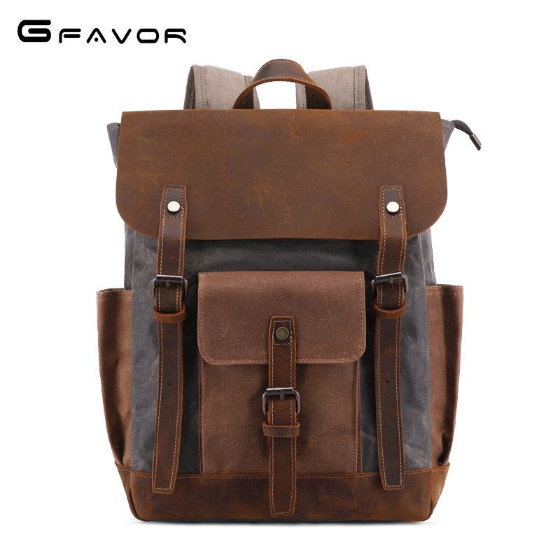 G-Favor Balo vải canvas phối da bò cao cấp - Mẫu T0011