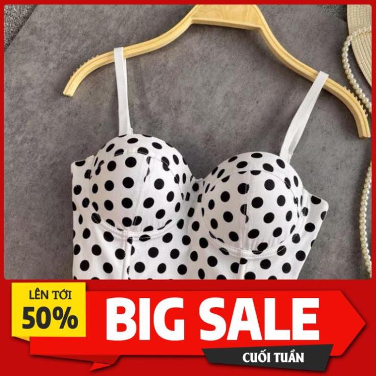 RẺ RẺ HÀNG HOT HOT QUẢNG CHÂU ODER Áo bra 2 hai dây cúp ngực ngắn hoạ tiết chấm bi kiểu quảng châu BAO RẺ