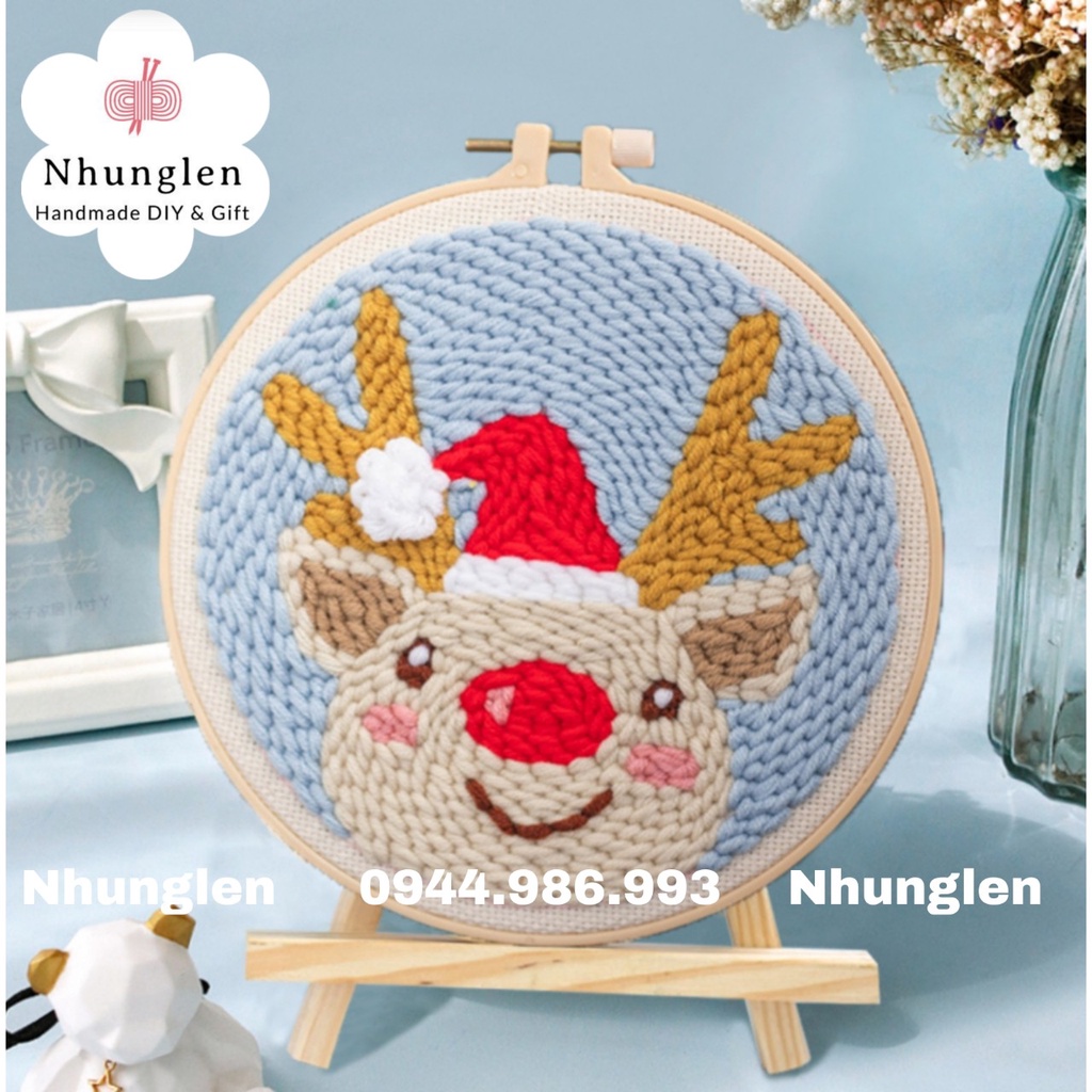 DIY Bộ Thêu Len Xù Chủ Đề Noel - Punch Needle Decor -  Qùa Tặng Handmade Ý Nghĩa