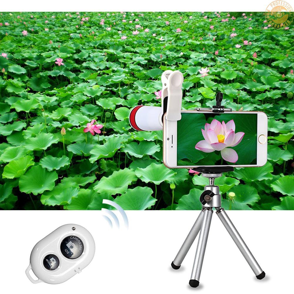 Bộ 10 Ống Kính Góc Rộng 8x Có Thể Tháo Rời + Chân Tripod Cho Điện Thoại