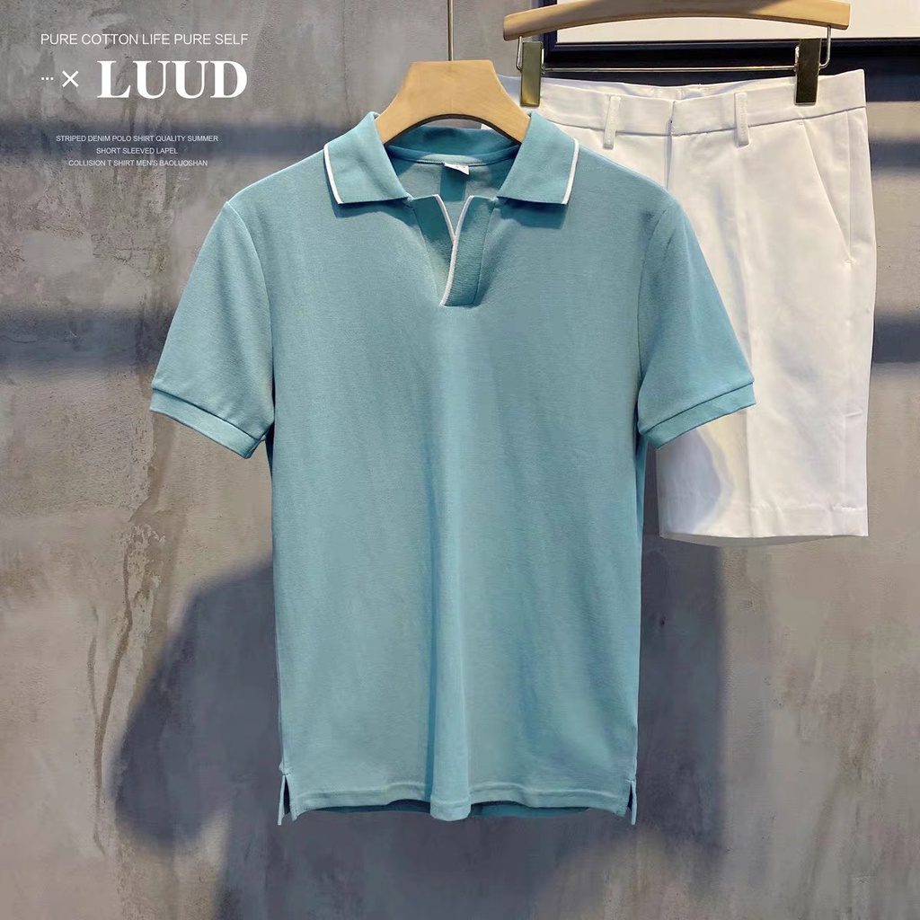 ÁO THUN NAM MẪU MỚI 4 màu VẢI MỊN ĐẸP CỔ TRỤ DỆT TAY NGẮN MÃ 24