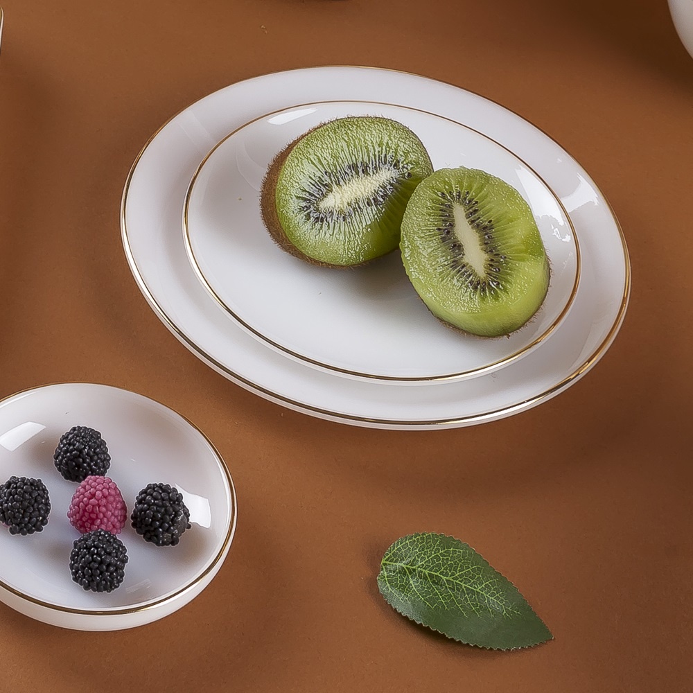 Đĩa tròn sâu viền vàng 22K các mẫu hoa văn và kích thước Thủy Tinh Ngọc USA Homeset cao cấp nhập khẩu chính hãng