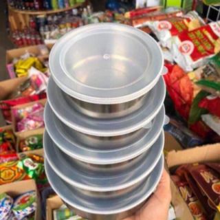Bộ Đựng Thức Ăn Tròn 5 Món inox,,