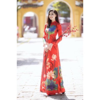 Bộ Áo dài cổ cao 2cm dài tay truyền thống