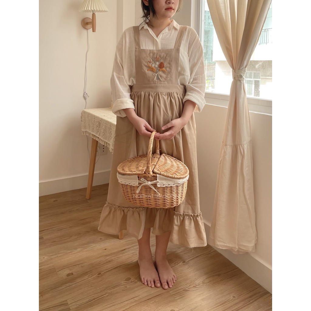 tạp dề linen thêu tay - không thêu