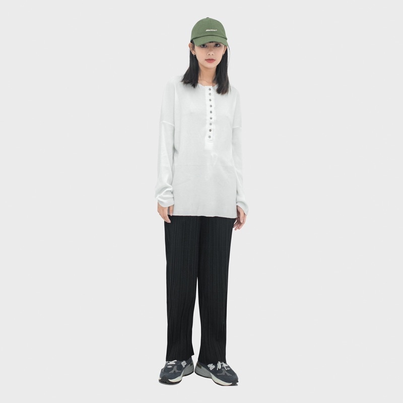 ÁO THUN TAY DÀI UNISEX OVERSIZE 9 NÚT - HYPNOTISM “TRẮNG”