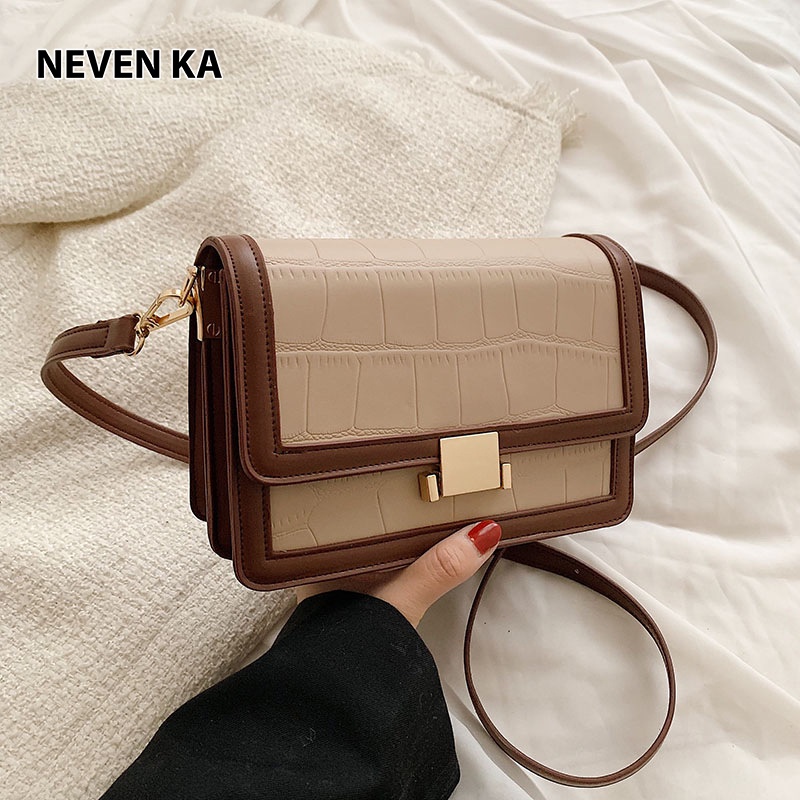Túi Đeo Chéo Dáng Chữ Nhật Da Vân Rắn Phong Cách Trẻ Trung NEVENKA N0012