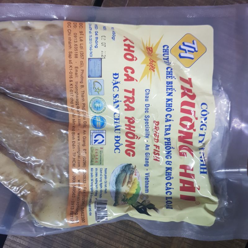 Khô Cá Tra Phồng 2 Nắng Châu Đốc 500gr Hiệu Trương Hải Ướp Vừa Ăn.