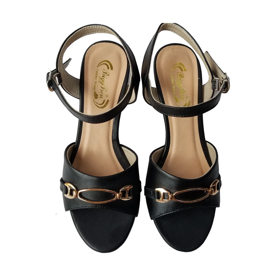 Giày Sandal Cao Gót Nữ Da Bò BIGGBEN Gót 5 cm HKD354
