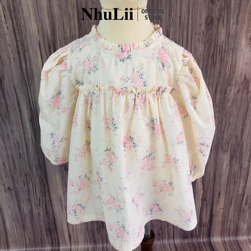 Đầm bé gái NHULII đầm hoa tiểu thư cho bé 8 đến 17 kg NI024