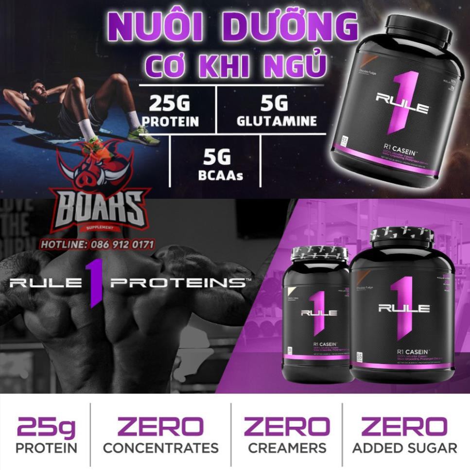 NUÔI CƠ BAN ĐÊM - RULE 1 CASEIN 4LBS - PROTEIN HẤP THU TRẢI DÀI, CHỐNG DỊ HOÁ CƠ