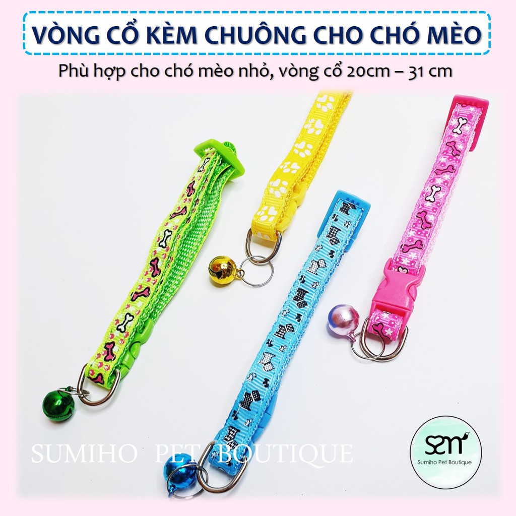 Vòng cổ có chuông cho chó mèo (cho các bé có vòng cổ 20-31cm) (Giao màu ngẫu nhiên)