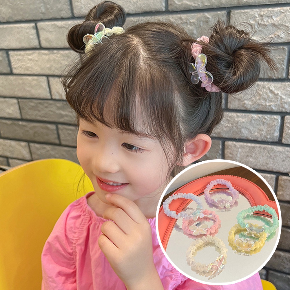 Dây Buộc Tóc Cao Su Co Giãn Trong Suốt Đính Hình Bướm Nhiều Màu Xinh Xắn Cho Bé