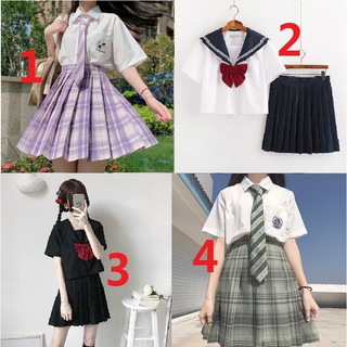 Có ảnh thật (cuối) - Set đồ xanh lá, đen, trắng cổ thuỷ thủ cà vạt -Seifuku xinh