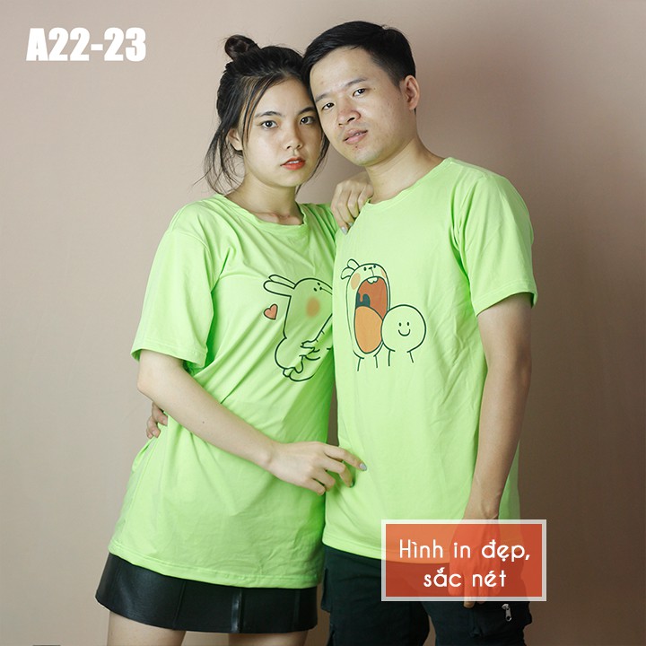 Áo thun đôi áo đôi nam nữ in hình icon cực cute mã a22-23
