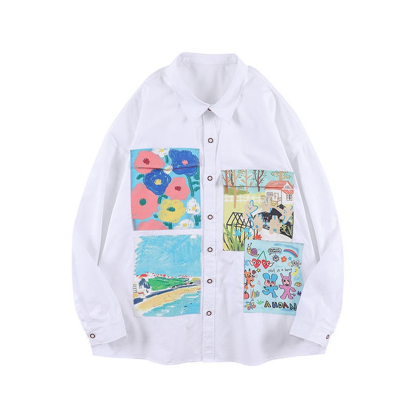 Áo Sơ Mi Tay Dài In Họa Tiết Tranh Sơn Dầu graffiti Thời Trang Mùa Hè Dành Cho Nữ