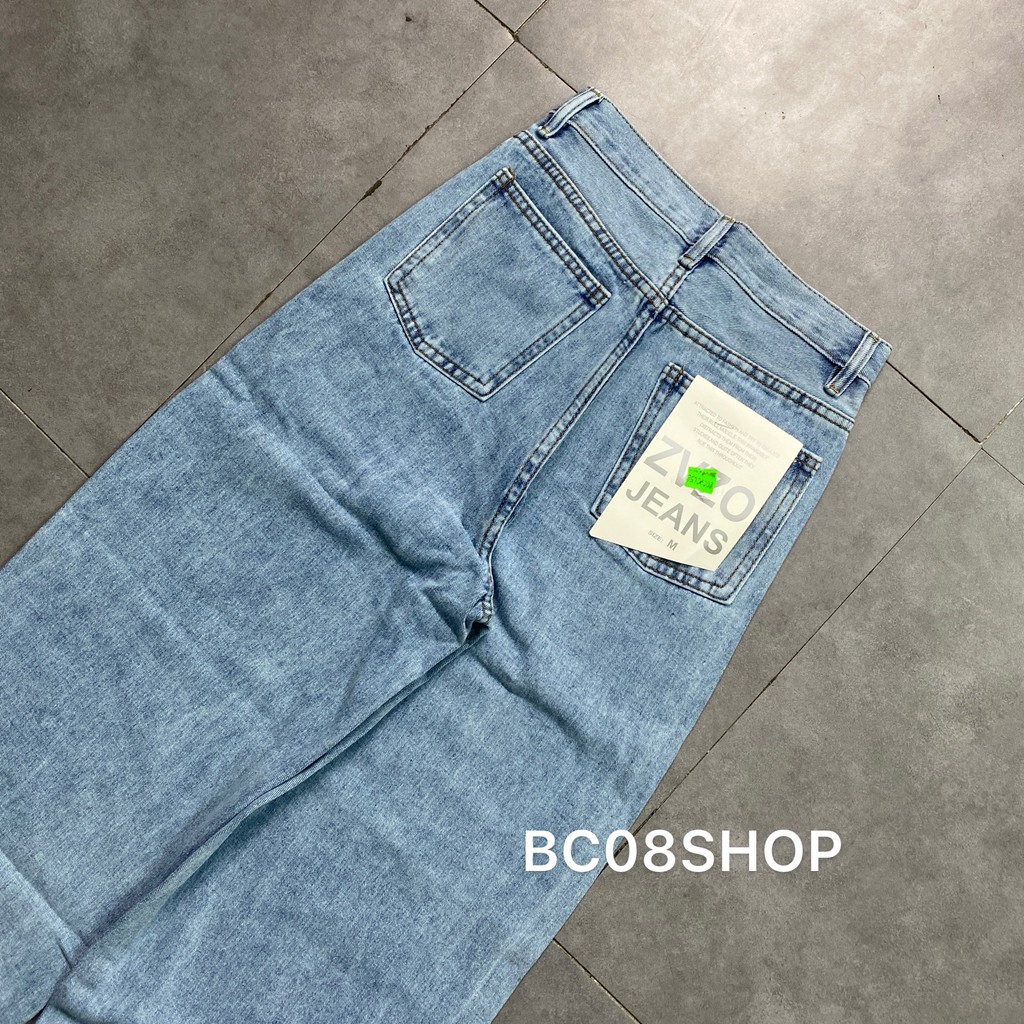 [Mã FAGREEN245 giảm 10% tối đa 30K đơn 99k] Quần Jean Ống Suông Dài Lật Lai Màu Xanh Ulzzang BC320