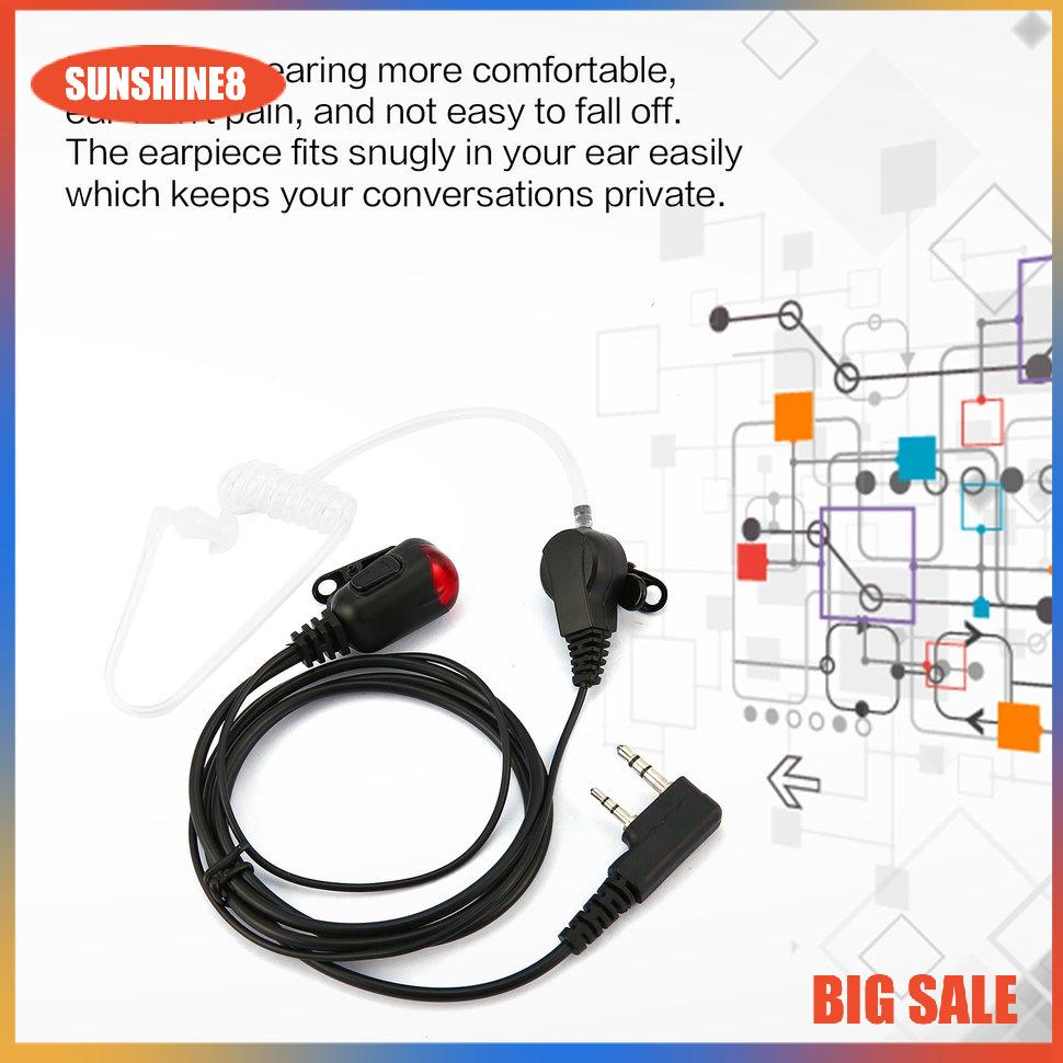 【SUN】2 PIN Mic PTT Covert Acoustic Tube In-ear Earpiece for Kenwood Baofeng