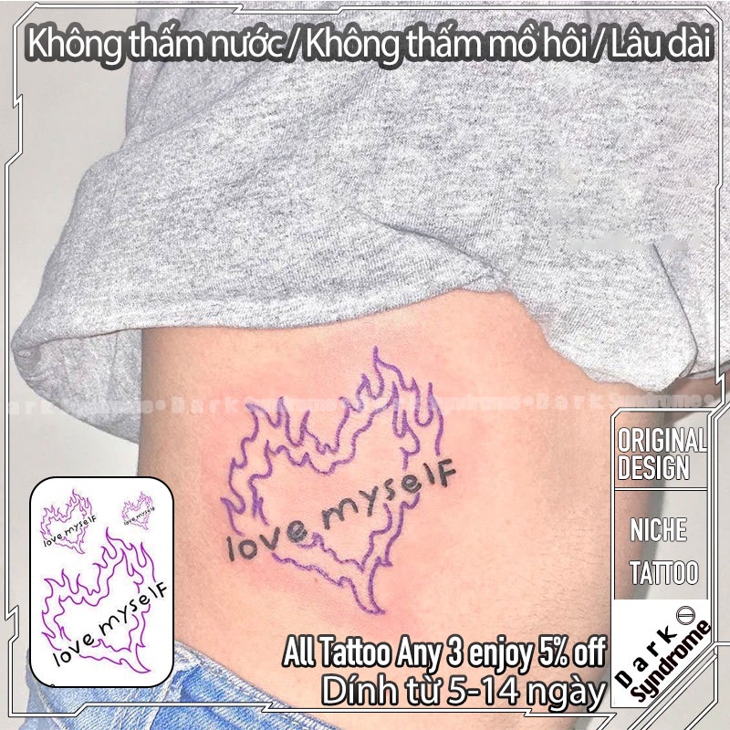 Hình Xăm Dán Trang Trí Cơ Thể Họa Tiết Ngọn Lửa Độc Đáo