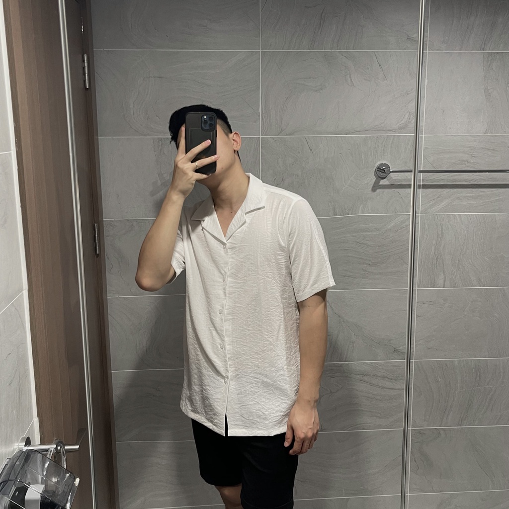 ẢNH THẬT Áo Sơ Mi Lụa Nam Full Trắng Chống Nhăn , Chất vải Cao Cấp