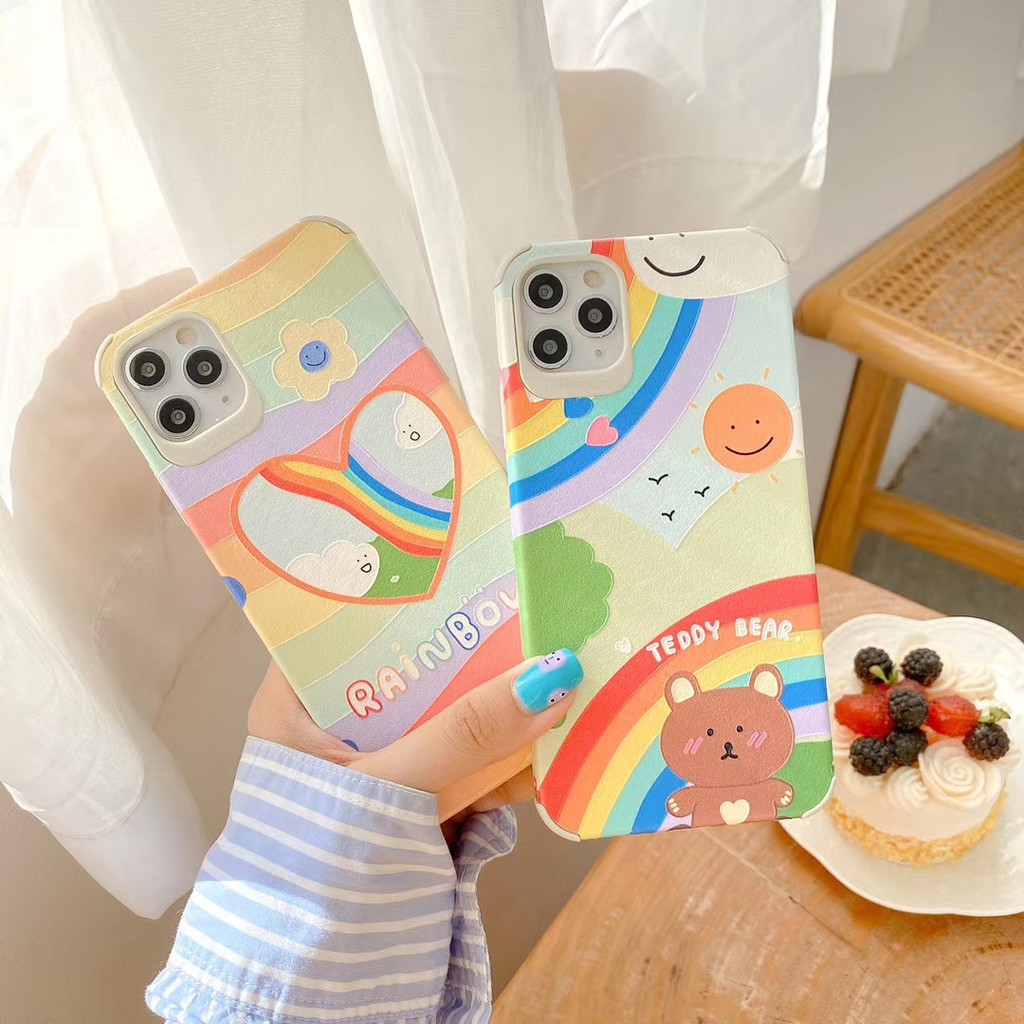 Ốp điện thoại mềm hình gấu cầu vồng cho iPhone 7 8 SE2020 Plus X XS XR XSmax 11 Pro Promax | BigBuy360 - bigbuy360.vn