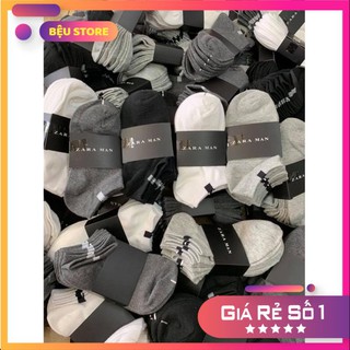 Tất Zara Man ⚜️Bệu Store⚜️ Combo sét 10 đôi tất zara man thấm hút mồ hôi - tất khử mùi 3 màu cơ bản trắng - đen - ghi