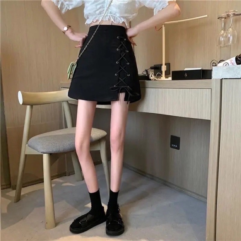 Chân váy chữ A dáng ngắn có dây buộc | BigBuy360 - bigbuy360.vn